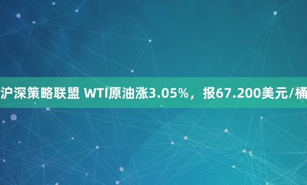 沪深策略联盟 WTI原油涨3.05%，报67.200美元/桶