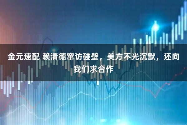 金元速配 赖清德窜访碰壁，美方不光沉默，还向我们求合作