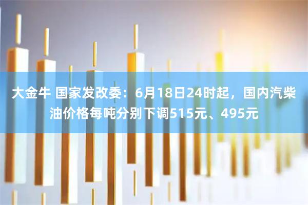 大金牛 国家发改委：6月18日24时起，国内汽柴油价格每吨分别下调515元、495元